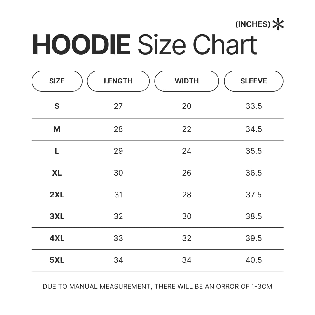 Hoodie Size Chart - Naruto UK Store