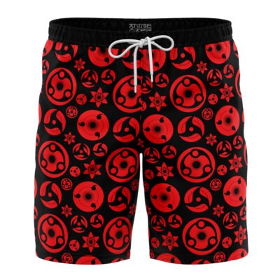 sharingan Hawaiian Swim Trunks Board Shorts Knot 1 - Naruto UK Store